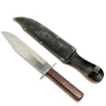 Original Bowie knife with wooden detail handle (37cm) with original black leather sheath