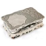 Birmingham silver snuff box 1904 by Joseph Gloster Ltd, chased and engraved decoration with vacant