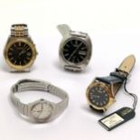 4 x Seiko wristwatches inc gents Kinetic, vintage blue dial automatic day / date (running), 2 ladies