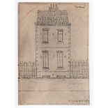 L S Lowry 1960 pen and ink drawing of a house - 15.8cm x 11cm ~ Laurence Stephen Lowry (1887–1976)