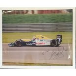 Framed 1992 hand signed F1 photograph signed Nigel Mansell CBE (b.1953 & 1992 World Champion) t/w