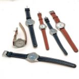 6 x new old stock Beuchat fashion watches on brown & blue leather straps