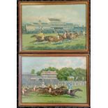 2 x framed horse racing lithographs - Fred Archer's last derby mount & eclipse stakes, Sandowne Park
