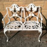 2 seater white painted aluminium bench 90cm wide x 79cm high