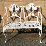 Matching 2 seater white painted aluminium bench 90cm wide x 79cm high