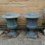 Pair of large classical green marble urns 50cm diameter x 62cm high