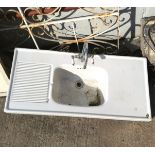 Vintage ceramic double drainer sink with taps 120cm x 59cm- in overall good used condition, some