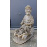 Gnome in a car garden ornament 55cm long x 35cm high