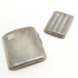 Unusual silver large stamps case with engine turned detail by Frederick Field - 8cm x 6.5cm t/w