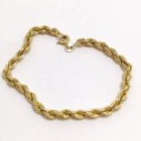 9ct gold rope link bracelet - 18cm & 2.5g - SOLD ON BEHALF OF THE NEW BREAST CANCER UNIT APPEAL