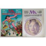 2 x USA 1972 Ms. feminist magazines - July (Vol 1 #1) Wonder Woman for president (1 loose page) &