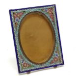Antique micro mosaic picture frame with 2 feet & wire easel stand back - 9.5cm (inc feet) x 7.