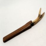 WWII (1942) Kabaw Valley Patrol (Burma) dagger with antler handle in original wooden sheath - 33cm