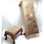 2 tapestry topped footstools longest with obvious wear 92cm x 36cm x24cm high