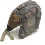 WWII period pilots flying hat in brown leather (unmarked)