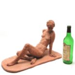 1990 clay maquette nude study of a female reclining bude signed Henry Oliver - 49cm x 25cm x 33cm