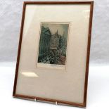 Framed engraving of Mansion house and Cheapside signed by Frederick Hans Haagensen (1877-1943) -