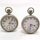 2 x Military marked nickel cased pocket watches - 1 retailed through Bravingtons #4313 H.S.5 ~