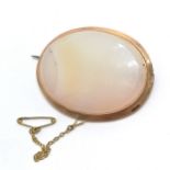Antique 9ct marked rose gold oval brooch set with banded agate - 5cm & 24g total weight