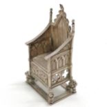 Silver miniature coronation chair by Cornelius Desormeaux Saunders & James Francis Hollings (