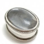 Antique unmarked silver cabochon rock crystal stone set box (for relics?) - 3cm across