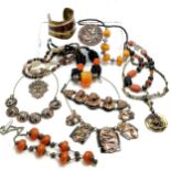 Qty of costume jewellery inc ethnic & hand worked metal etc - SOLD ON BEHALF OF THE NEW BREAST