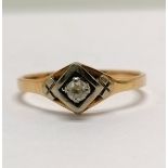 Russian 14ct hallmarked gold white stone set solitaire ring - size P & 1.8g total weight
