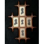 Antique unusual framed collection of 5 silhouettes of the Ashton family ~ 44.5cm high x 30cm