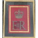 Framed ceremonial EIIR Household cavalry horse decoration - frame 64cm x 52cm