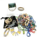 Qty of costume jewellery inc Laura Ashley bracelet + necklaces, Monet pearls etc t/w Marc Jacobs