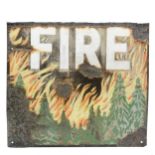 Antique part enamel FIRE sign has obvious losses - 38cm x 34cm