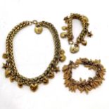 2 x gold tone bracelets + necklace (40cm)