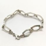 Silver fancy link bracelet set with white stones by Mark Houghton Ltd - 18cm & 13.4g