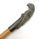 Antique bronze parrot handled walking stick 86cm long- in good used condition