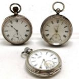 3 x silver cased pocket watches ~ Cunard (42mm) and has monogram, D Hyams & Co (London), Kays Superb