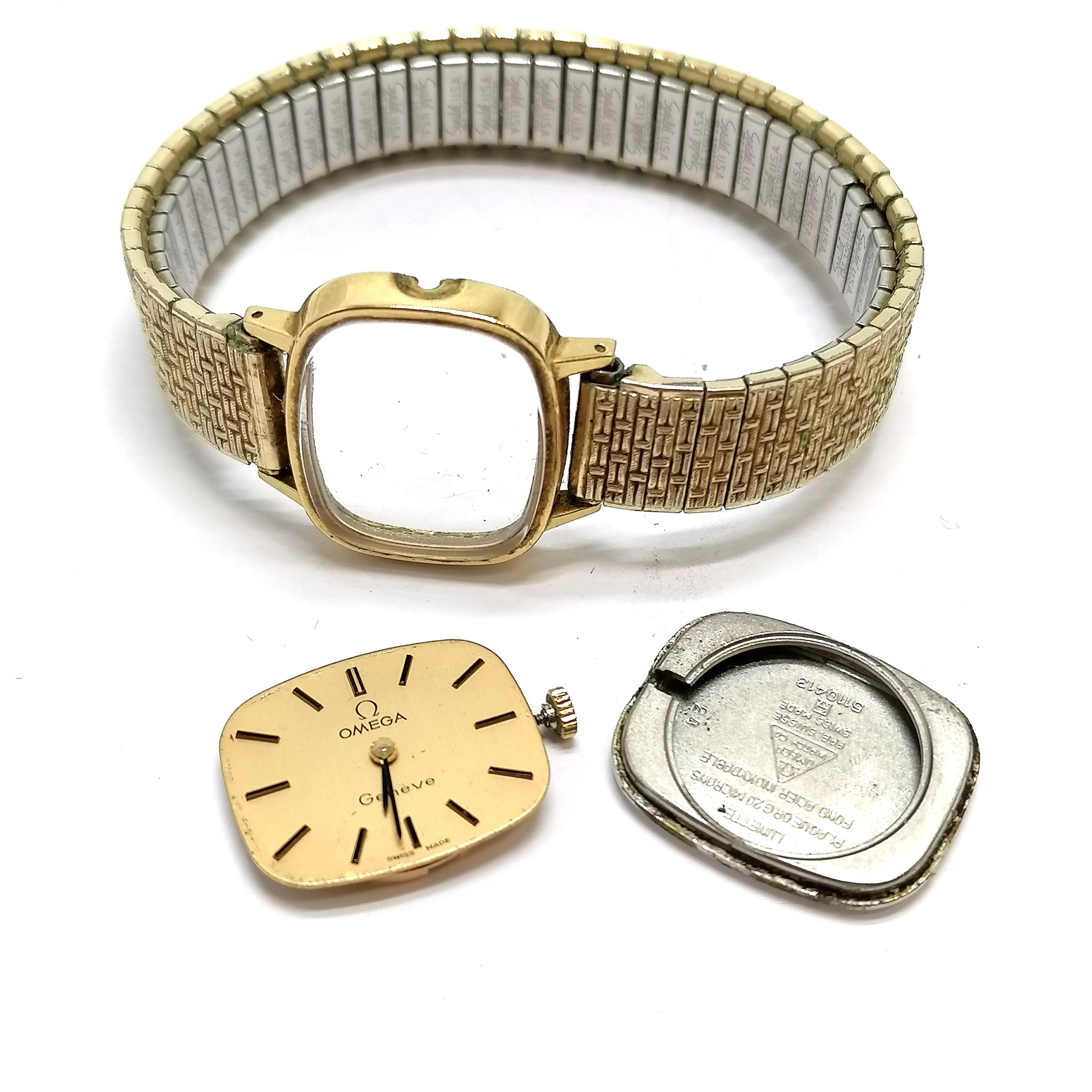 Omega mid-size manual wind wristwatch with 625 movement in a gold plated case on a stretchy - Image 3 of 3