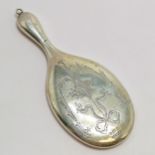 1916 Silver miniature mirror pendant with engraved decoration by W&H Ld - 9.5cm & has slight dents