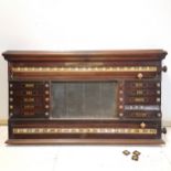 Burroughes & Watts antique snooker / billiards mahogany scoreboard with slate marking boards -
