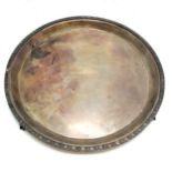 Heavy gauge 1942/43 silver round tray with cast border & ball and claw feet by R P C & Co - 35.5cm