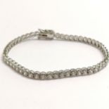 9ct marked white gold tennis bracelet set with white stones - 18cm & 8.3g total weight