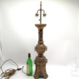 Oriental / Chinese bronze lamp with gilt finish - 99cm high
