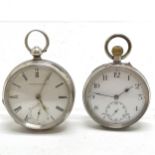 2 x silver cased pocket watches - largest (approx 52mm) National Watch Co - for spares / repairs