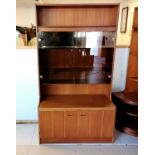 Mid Century Teak Jentique wall unit, with smoked glass doors, 150 cm wide, 179 cm high, 46 cm