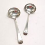 2 x antique Georgian silver sauce ladles - 17cm & 104g