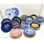 A collection of assorted souvenir plates From the United States Of America, Coalport blue and