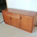 Mid Century Teak G-Plan sideboard, fitted with single long drawer fitted with part cutlery tray, and