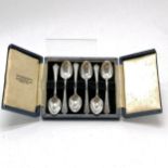 1965 cased set of 6 x silver coffee spoons by Turner & Simpson Ltd - 9cm long & 49g