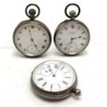 3 x antique silver cased pocket watches - largest 50mm ~ for spares / repairs