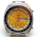 Vintage Seiko chronograph automatic wristwatch #6139-6002 with pepsi cola bezel & original strap ~