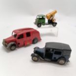 Minic Tri-ang cement lorry, taxi cab & fire engine (missing ladder + 2 tyres a/f) ~ all in